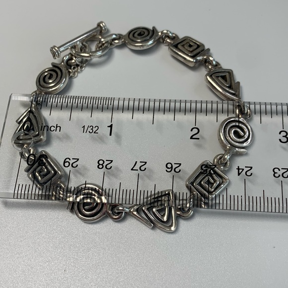 Silpada Vintage Very Rare Sterling Silver Geometric Shapes Toggle Clasp Bracelet - Picture 10 of 14